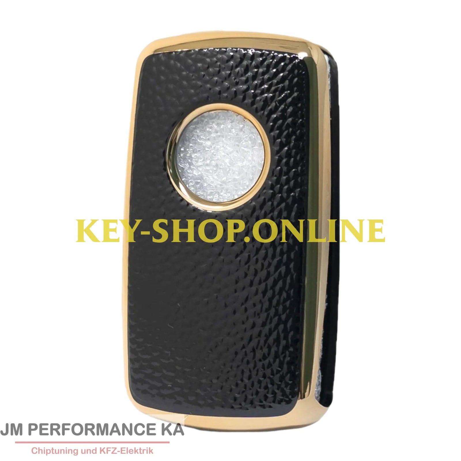 Nano Hochwertige Goldlederhülle für Volkswagen Klappschlüssel mit 3 Tasten schwarz Fahrzeugschlüssel