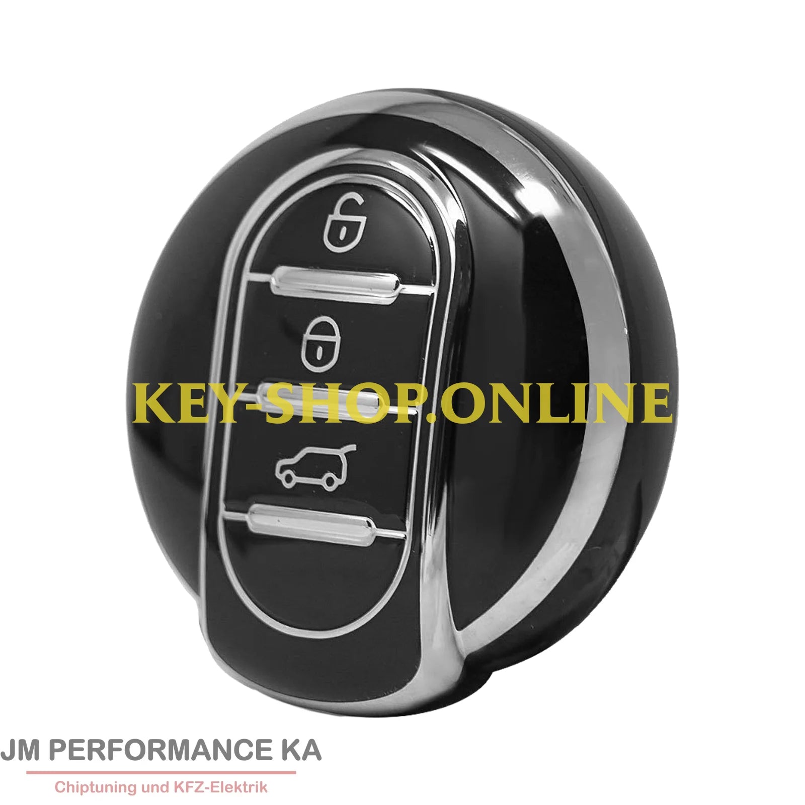 Nano Hochwertige Lederhülle für Mini mit 3 Tasten schwarz silber Fahrzeugschlüssel