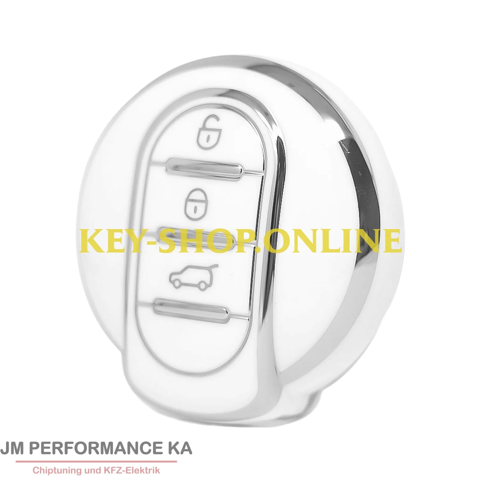 Nano Hochwertige Lederhülle für Mini mit 3 Tasten weiß silber Fahrzeugschlüssel