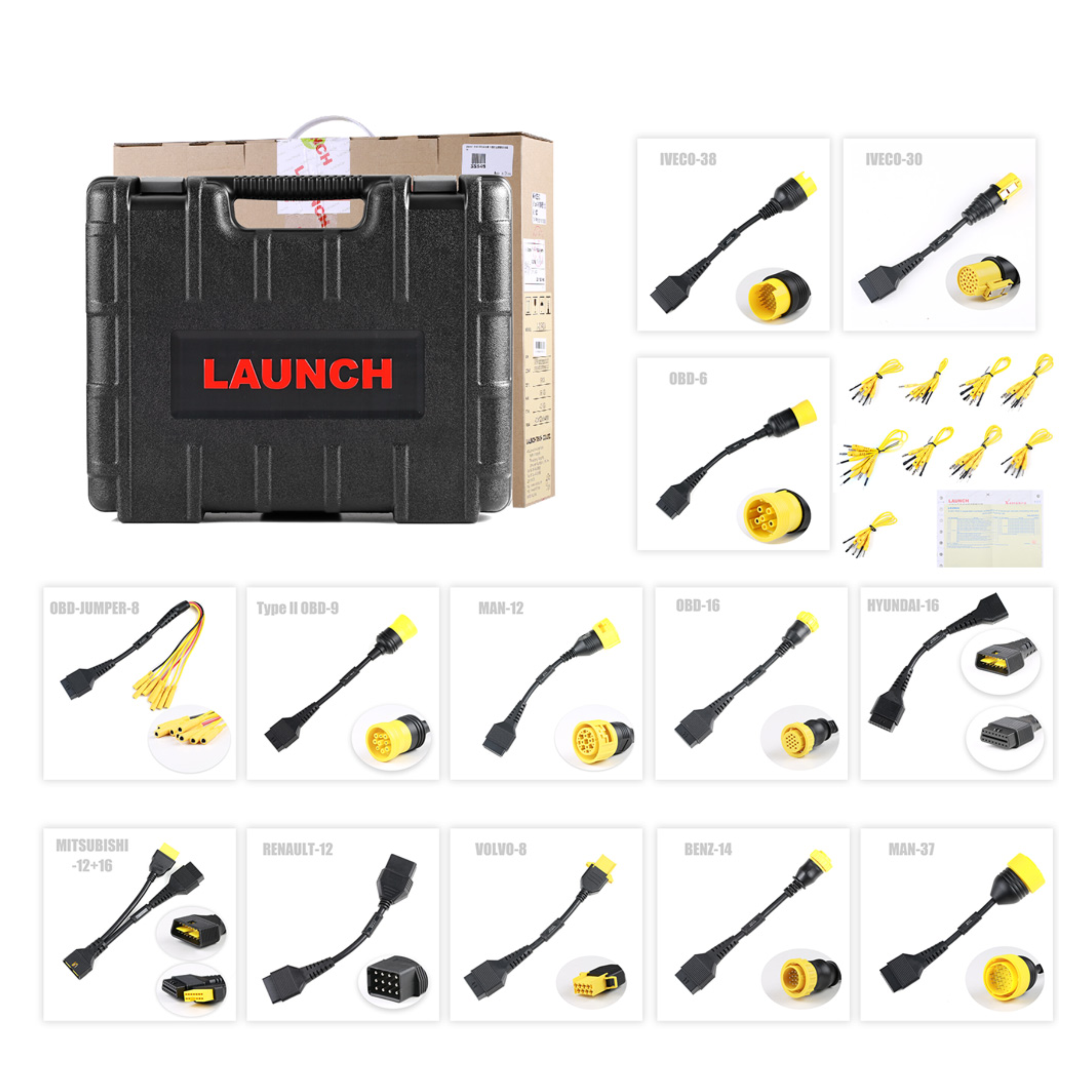 Launch Erweiterung LKW Heavy Duty Truck Software Lizenz und Adapters für X431 Pro5, PAD V, PAD VII, Pro3 V+ Elite, Pro3s+ Elite