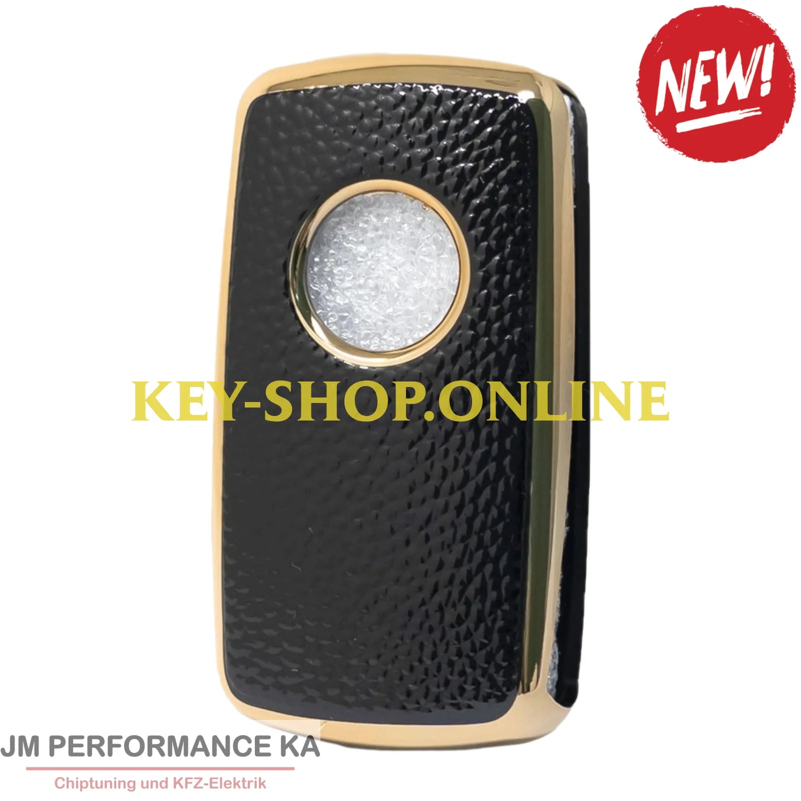 Nano Hochwertige Goldlederhülle für Volkswagen Klappschlüssel mit 3 Tasten schwarz Fahrzeugschlüssel