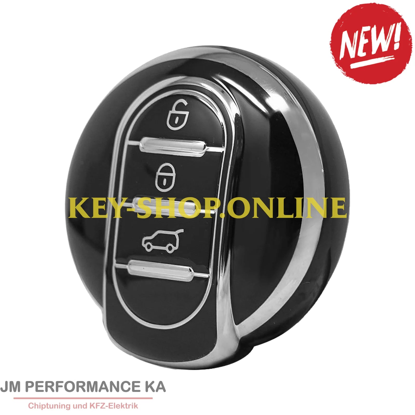 Nano Hochwertige Lederhülle für Mini mit 3 Tasten schwarz silber Fahrzeugschlüssel